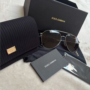 Dolce & Gabbana Silver Aviator Sunglasses